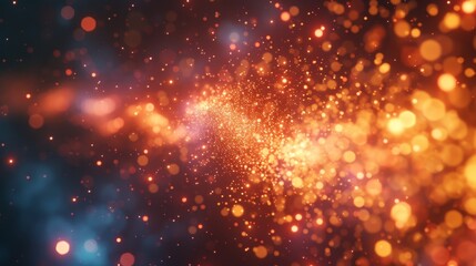 Fototapeta premium A fiery 3D galaxy of floating particles AI generated illustration