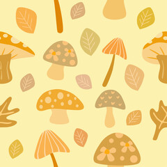 seamless pattern with mushrooms. good for kids clothes and tote bag