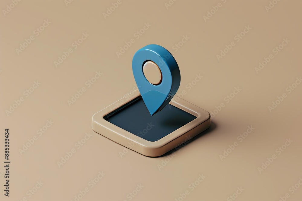 Poster gps navigation pin location map on travel pointer icon 3d background with blue web contact marker si