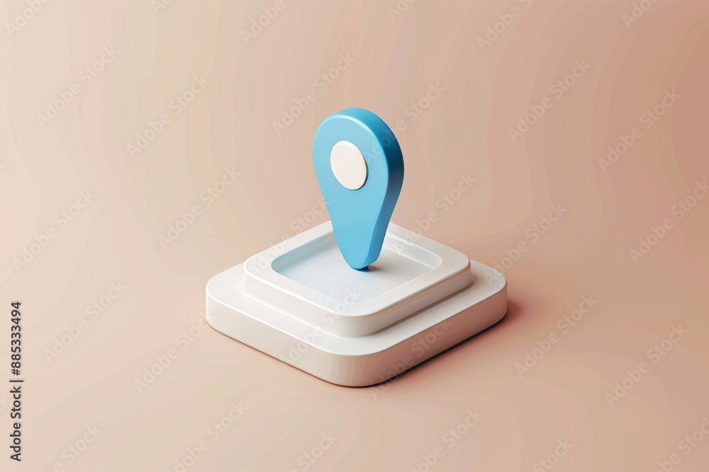 Poster find travel destination business contact online using a search pin on a blue navigation map backgrou