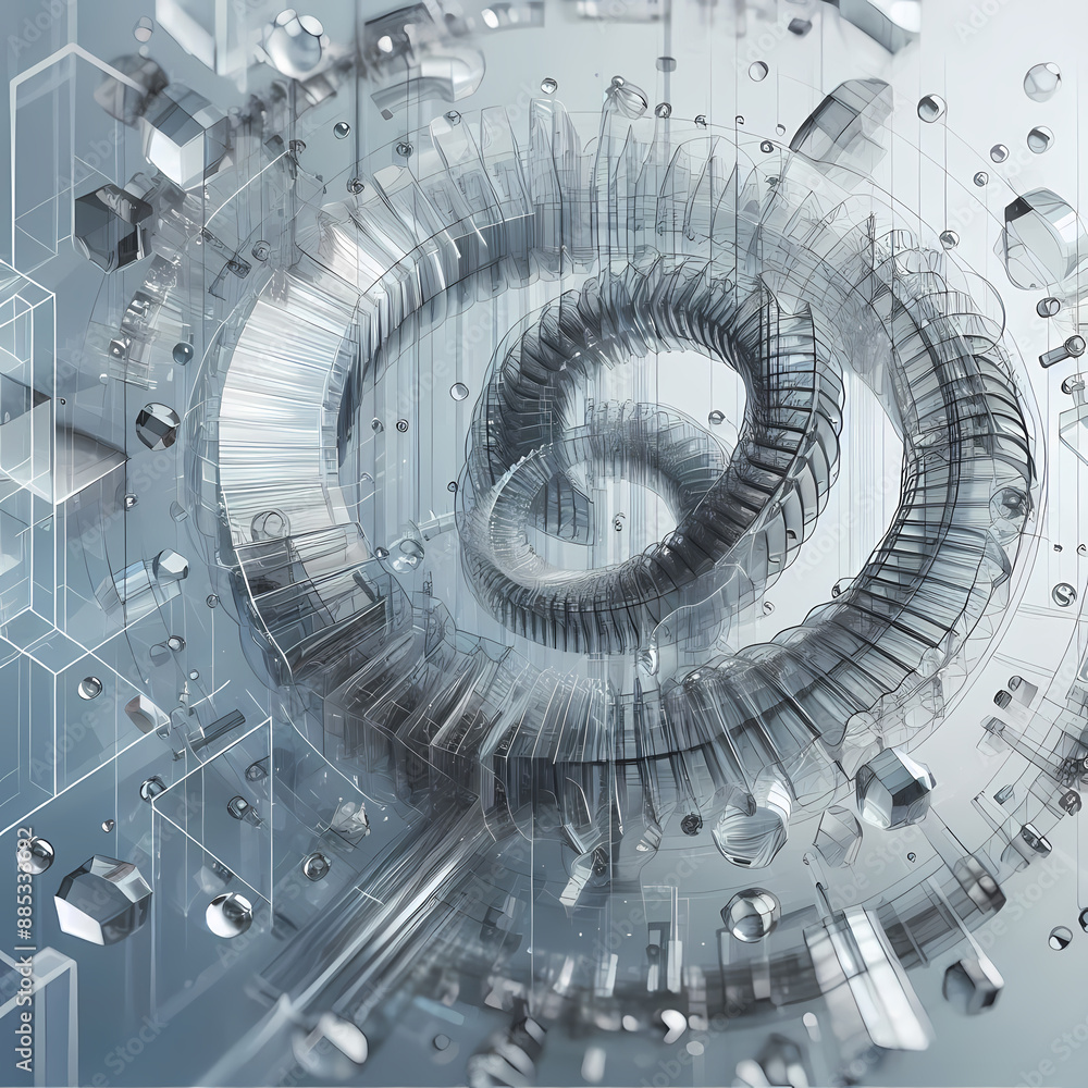 Poster abstract glass structure within background design rendered clear detailing