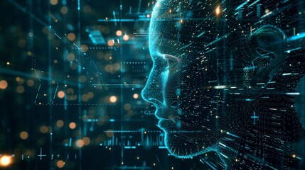 A futuristic rendering of artificial intelligence and machine learning processes portraying the intelligence of a computer AI generated illustration