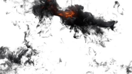 Fire explosion with sparks isolated on transparency background. Fire smoke and dust 