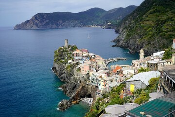 view to corniglia, cinque terre, italy