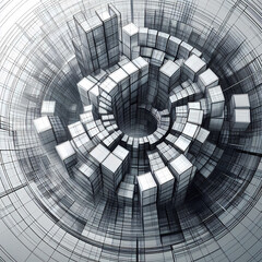 Naklejka premium abstract rendering rotating glass cubes designed geometric precision