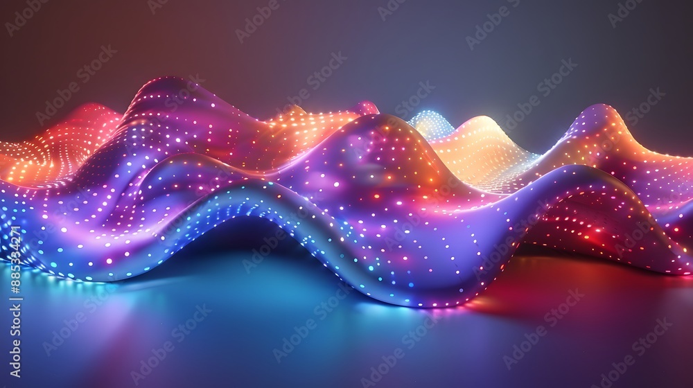 Poster vibrant led waves creating a mesmerizing light display