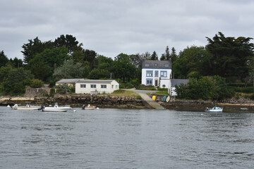 Fototapeta premium Small port, Ria d''Etel, Golf Of Morbihan, Beauty of Brittany, France