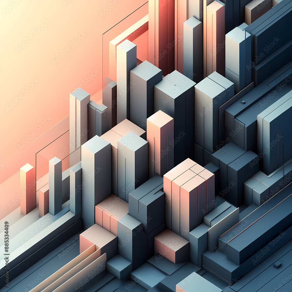 Poster background design showcasing abstract geometric blocks rendered sharp edges