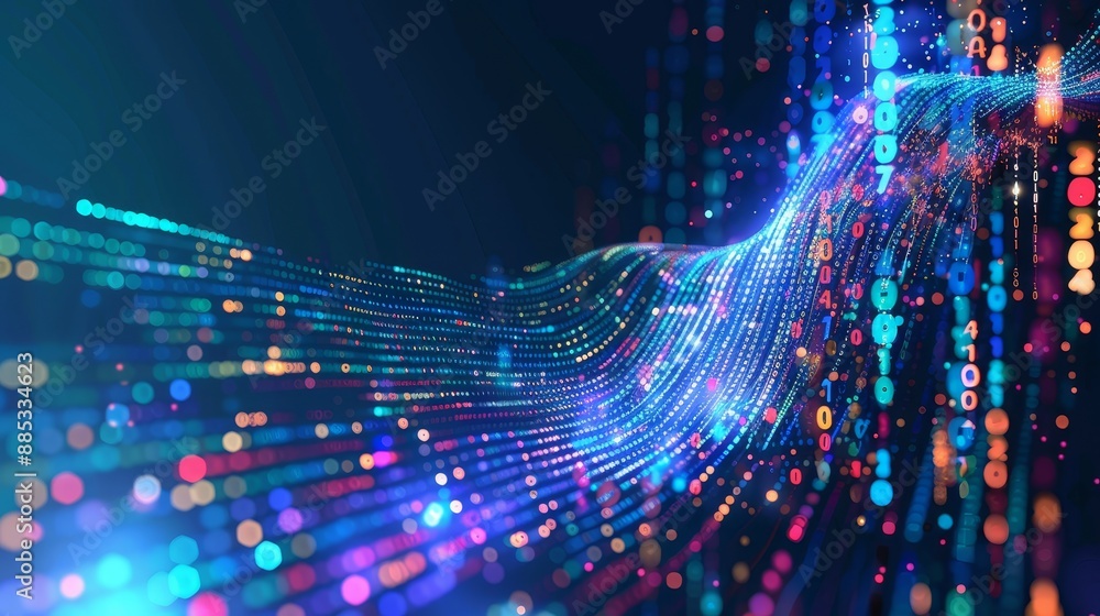 Poster an example of big data technology and data science illustrated with a data flow concept. querying, a