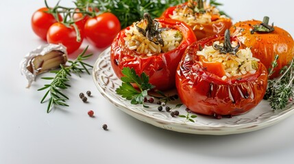 Gemista: Greek Stuffed Tomatoes and Peppers with Rice
