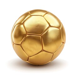 Shiny golden colored soccer ball isolated on white background