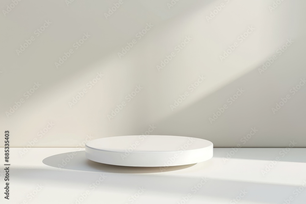 Poster decorative white podium design presented on a 3d background with an empty pedestal and simple advert