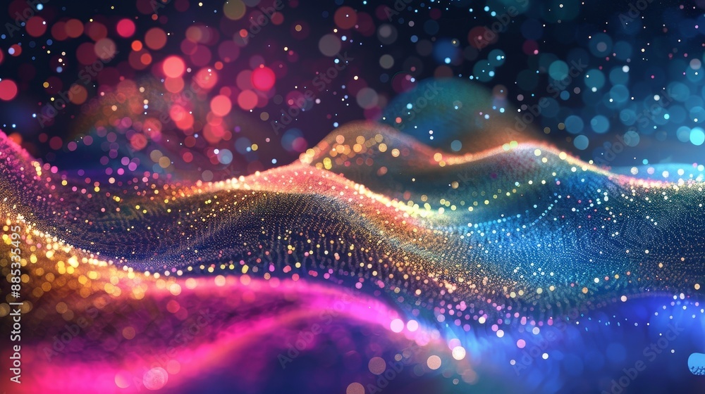 Aufkleber an elegant and satisfying particle flow. magical ripples of colored dust. information stream, data t