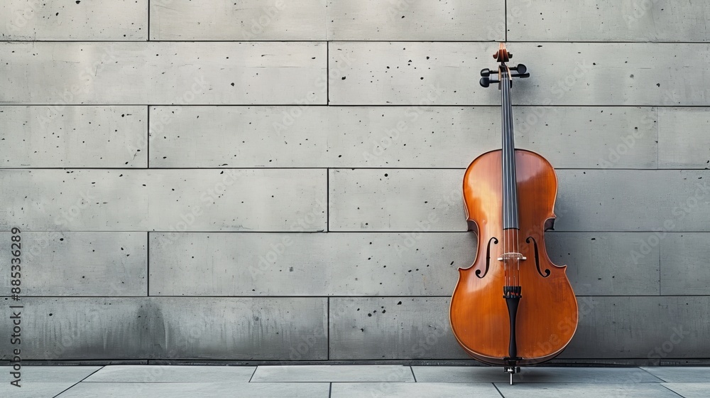 Poster a lone cello playing emotively in a simplistic setting ai generated illustration