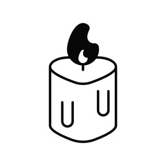 candle glyph icon with white background vector stock illustration