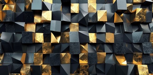 Stock has created a seamless pattern with golden texture stones, pebbles, and rock walls