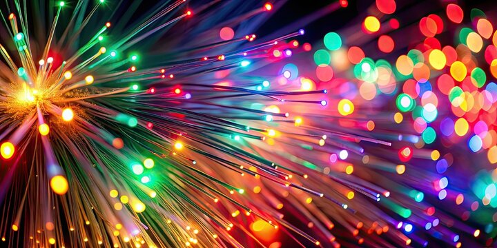 Abstract close up fiber optics light with holiday theme for background , fiber optics, light, abstract