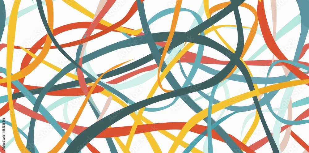 Poster colorful line drawing seamless pattern. simple minimalist art background for children or trendy desi