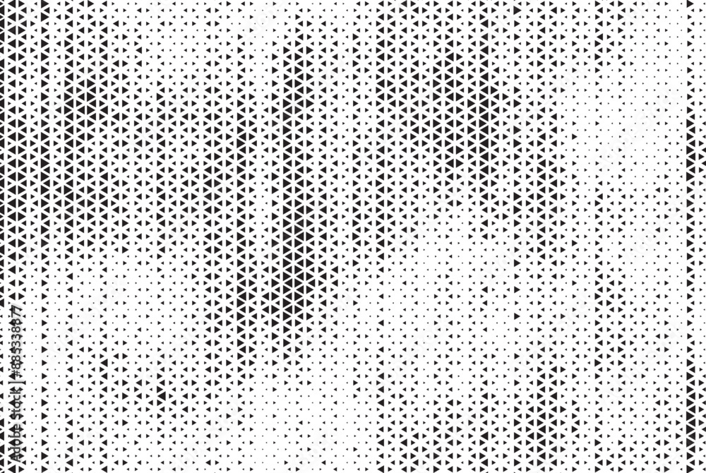 Aufkleber Halftone triangle abstract grunge background. Monochrome geometric vector pattern. Vector illustration.