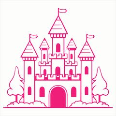 Medieval fairytale castle cartoon vector illustration design