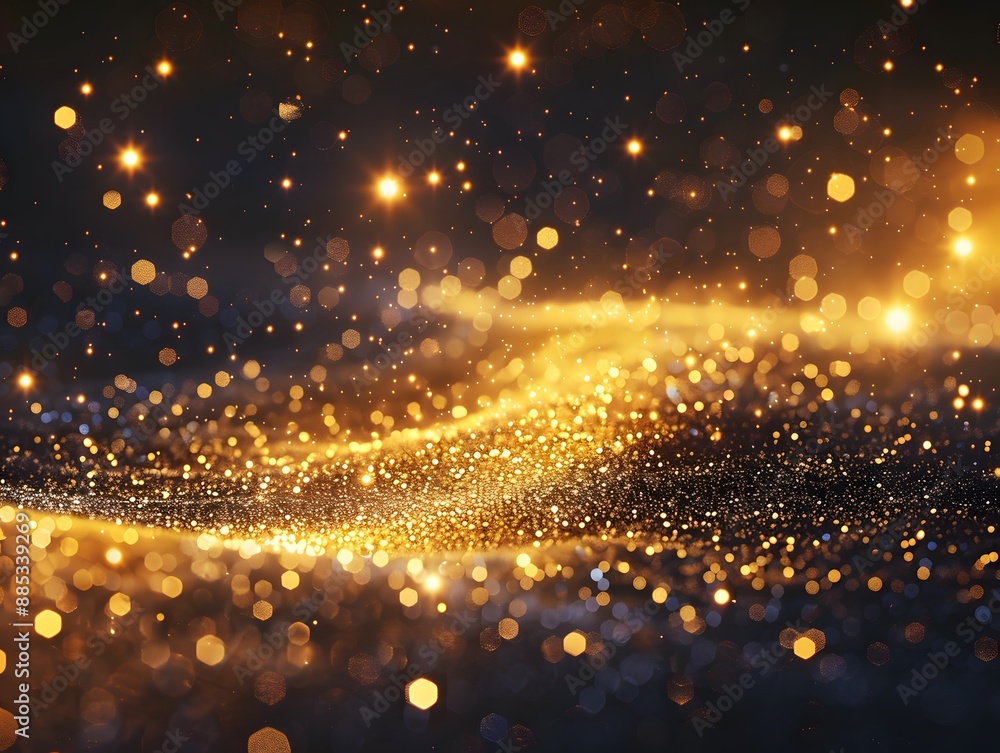 Poster golden sparkles and bokeh lights creating a magical atmosphere