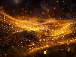 Naklejka premium Golden Sparkling Waves in a Dreamlike Abstract Landscape