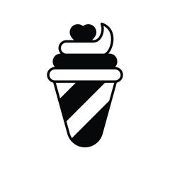 ice cream glyph icon with white background vector stock illustration