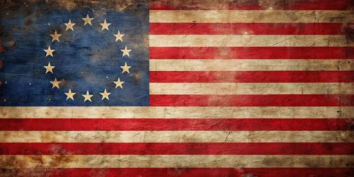 Vintage 1776 Betsy Ross US American flag with 13 stars, patriotic, historic, emblem, USA, stars and stripes