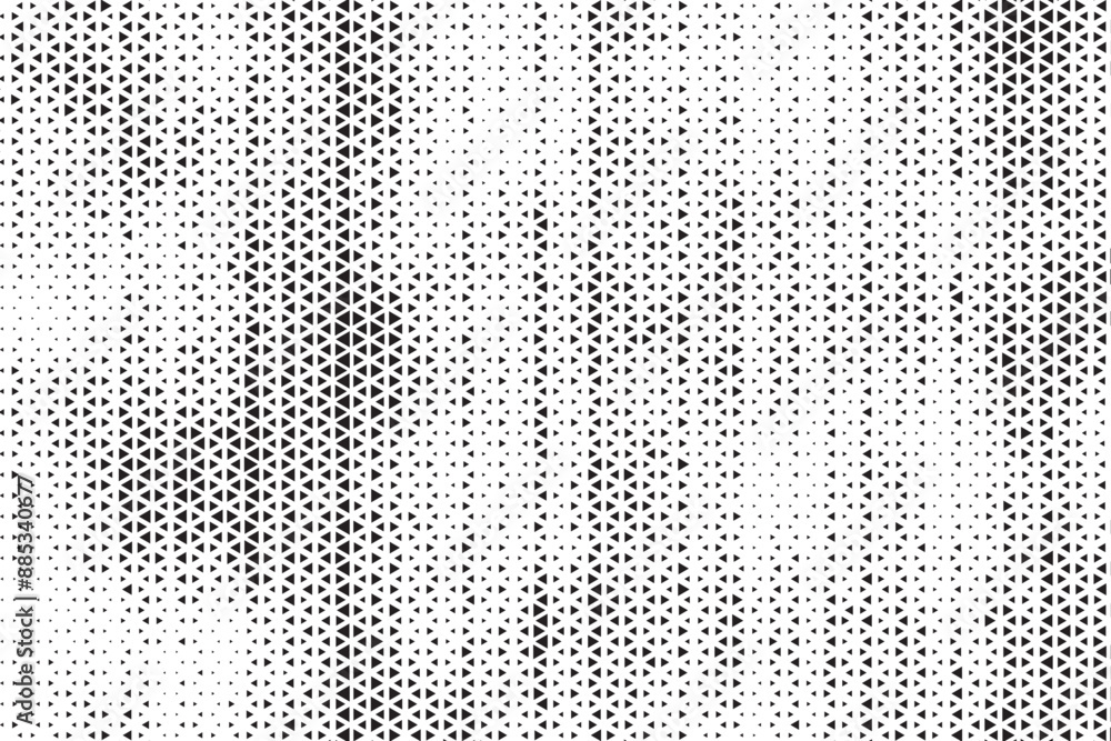Aufkleber Halftone triangle abstract grunge background. Monochrome geometric vector pattern. Vector illustration.