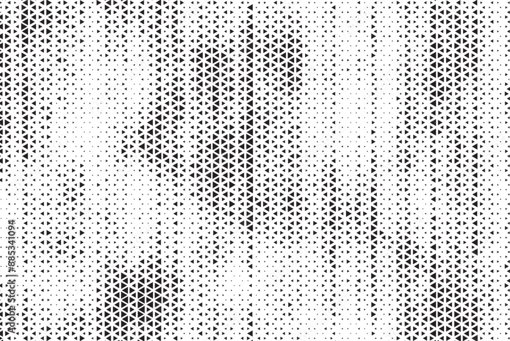 Aufkleber Halftone triangle abstract grunge background. Monochrome geometric vector pattern. Vector illustration.