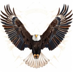Fototapeta premium A transparent background is used in this AI clip art of a bald eagle flying