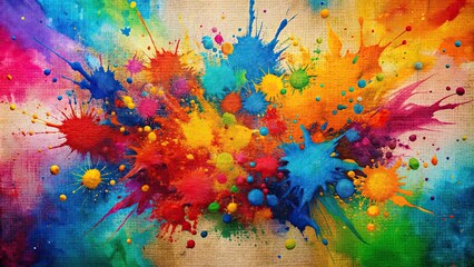 Abstract paint splatter in vibrant colors on canvas , art, abstract, paint, vibrant, colors, canvas, splatter