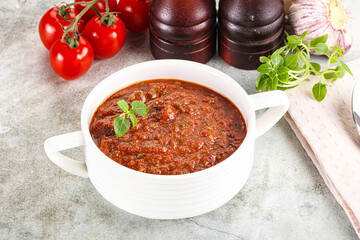 Spanish traditional gazpacho tomato soup