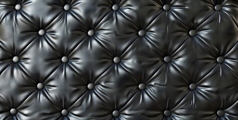 Fototapeta premium Black leather background with diamond pattern, quilted texture, seamless texture. Luxury black color wall of luxury car interior design