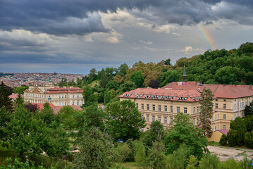 Obraz premium Cityscape view of Prague, capital of Czech republic, view from the Strahov monastery