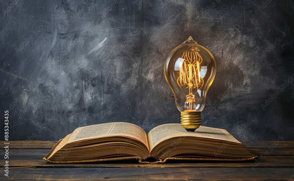 Poster inspiring from read concepts, knowledge and searching for new ideas. innovations with glowing light 
