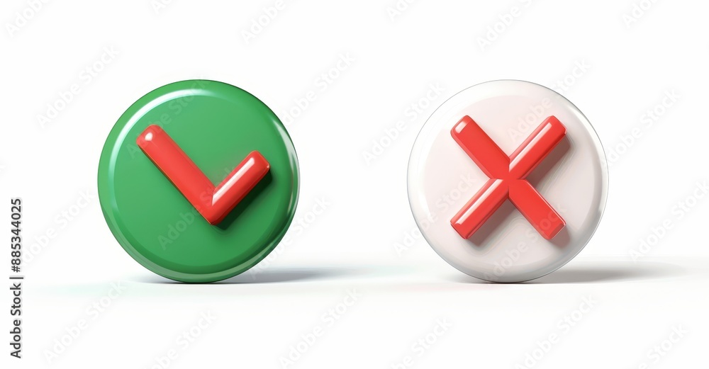 Poster check mark icon choice sign test checklist button flat design isolated on white background with yes 