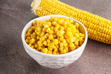 Marinated corn in the bowl