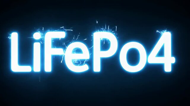 The inscription "LiFePo4" on the background of electrical discharges and a printed circuit board.
Concept: modern technologies, energy and batteries, innovation electricity.