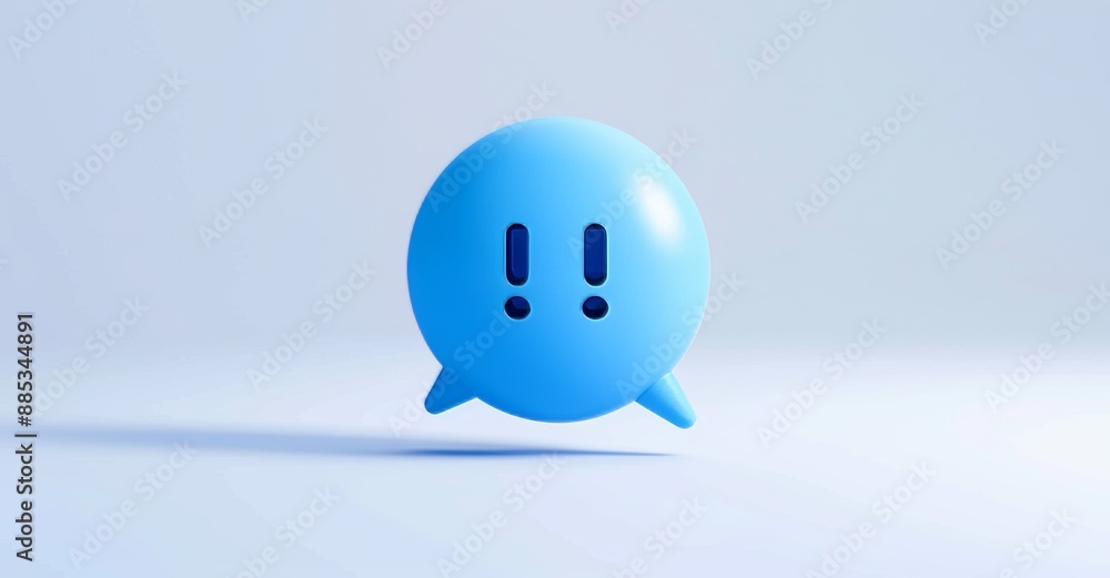 Poster illustration of a blue exclamation icon sign or attention caution mark on a white background while a