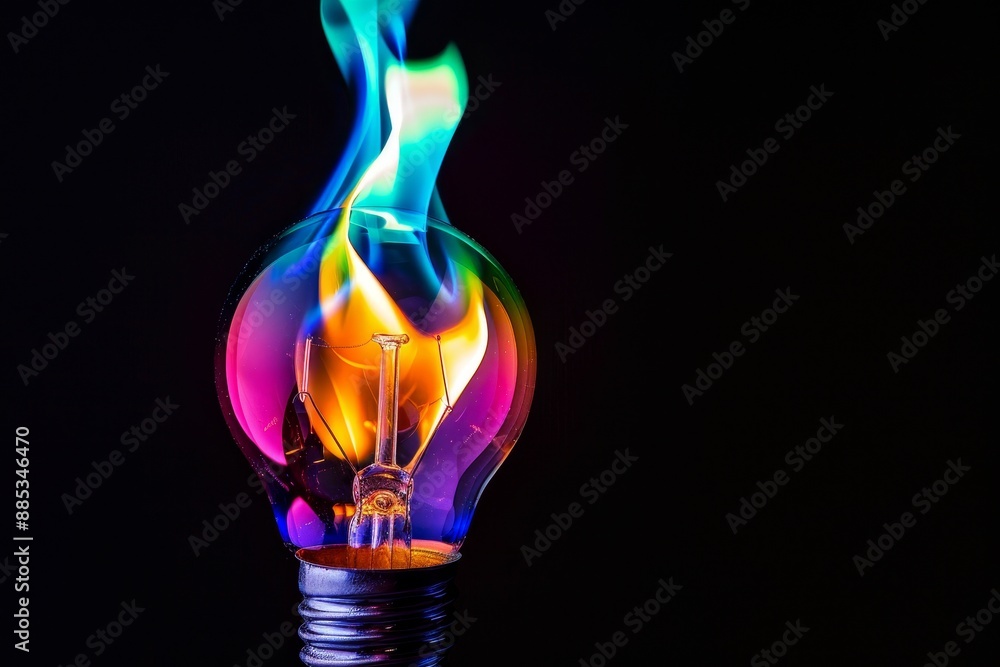 Poster the light bulb explodes with colors and paints, sparking a new idea.