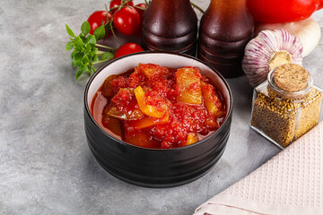 Hungarian lecho with bell pepper