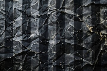 Crumpled Black and Gray Striped Paper Texture