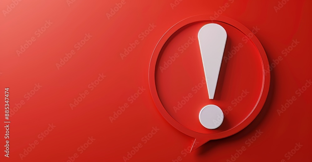 Poster isolated on a 3d danger background, the red notification reminder icon chat message is in the form o