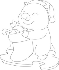Pig Christmas Christmas socks Animal Vector Graphic Art Illustration