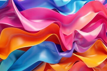 Obraz premium Pattern of wavy ribbons generated by digital means