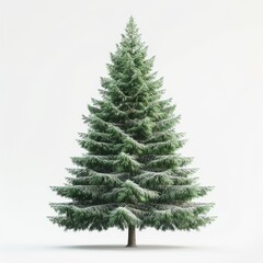 Fototapeta premium Beautiful Snow-Covered Evergreen Tree Isolated on White Background for Winter and Holiday Themes