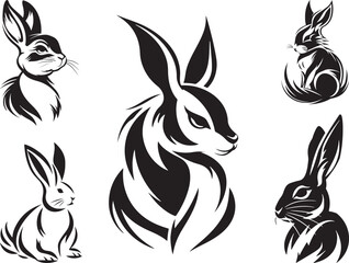 Rabbit head silhouette vector bundle