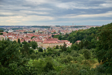 Fototapeta premium Cityscape view of Prague, capital of Czech republic, view from the Strahov monastery