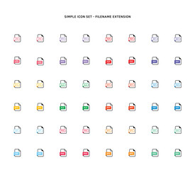 Collection of document type icon according to file extension
